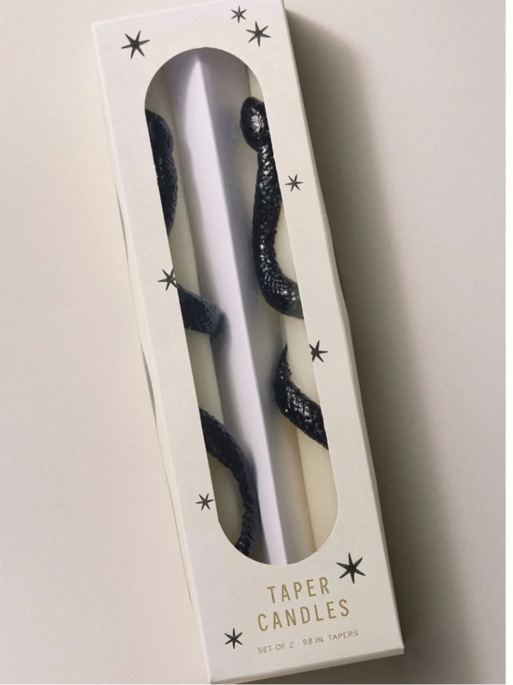 ANTHROPOLOGIE NWT 2pc snake Halloween taper candles -white/black